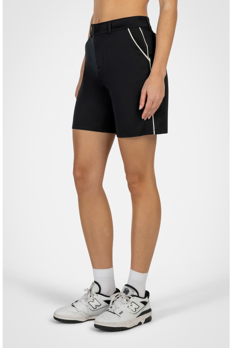 Courseluxe Performance High Waist Shorts, Alternate, color, BLACK
