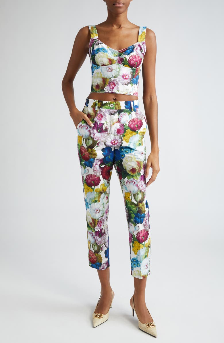 Dolce&Gabbana Nocturnal Floral Print Bustier Top, Alternate, color,