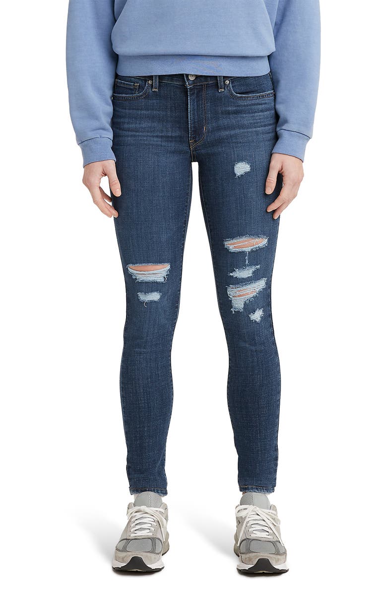 Levi's<sup>®</sup> LEVIS 711 Sculpt Hypersoft Distressed Skinny Jeans, Main, color,
