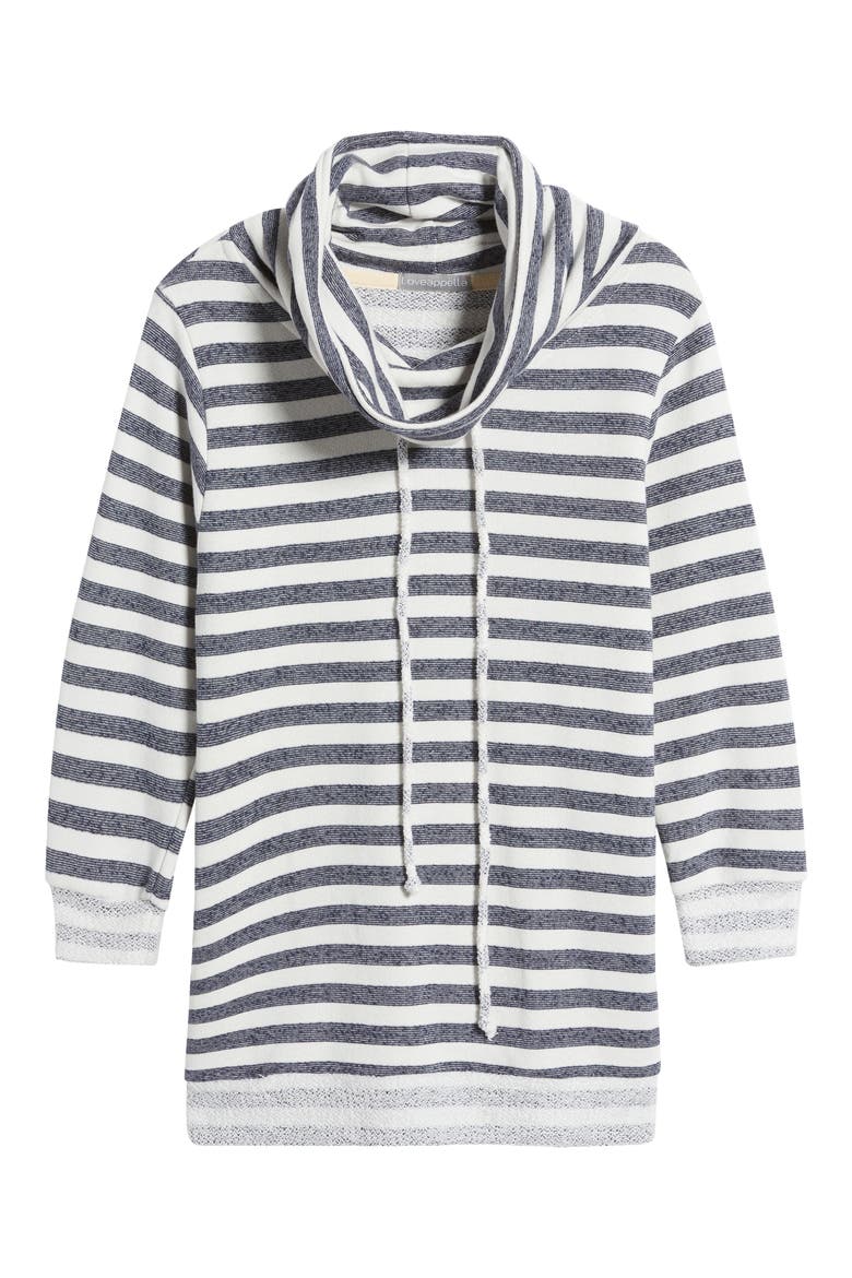 Cowl Tie Stripe Pullover, Alternate, color, NAVY WHITE