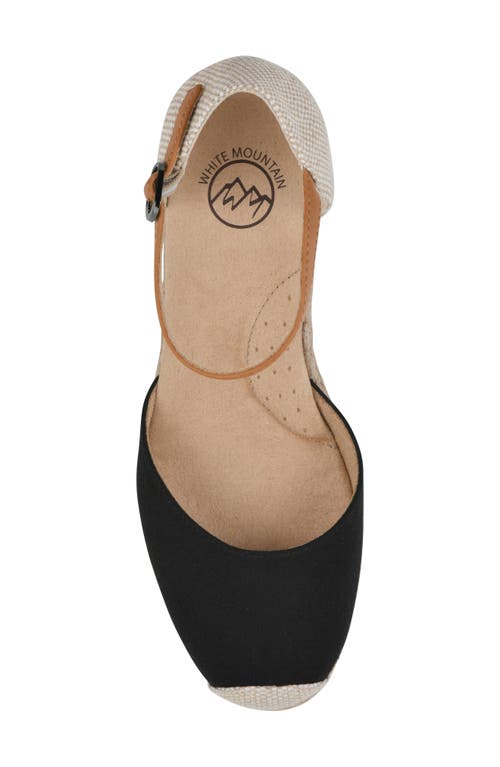 White Mountain Footwear Maintain Espadrille Wedge Sandal In Black Fabric