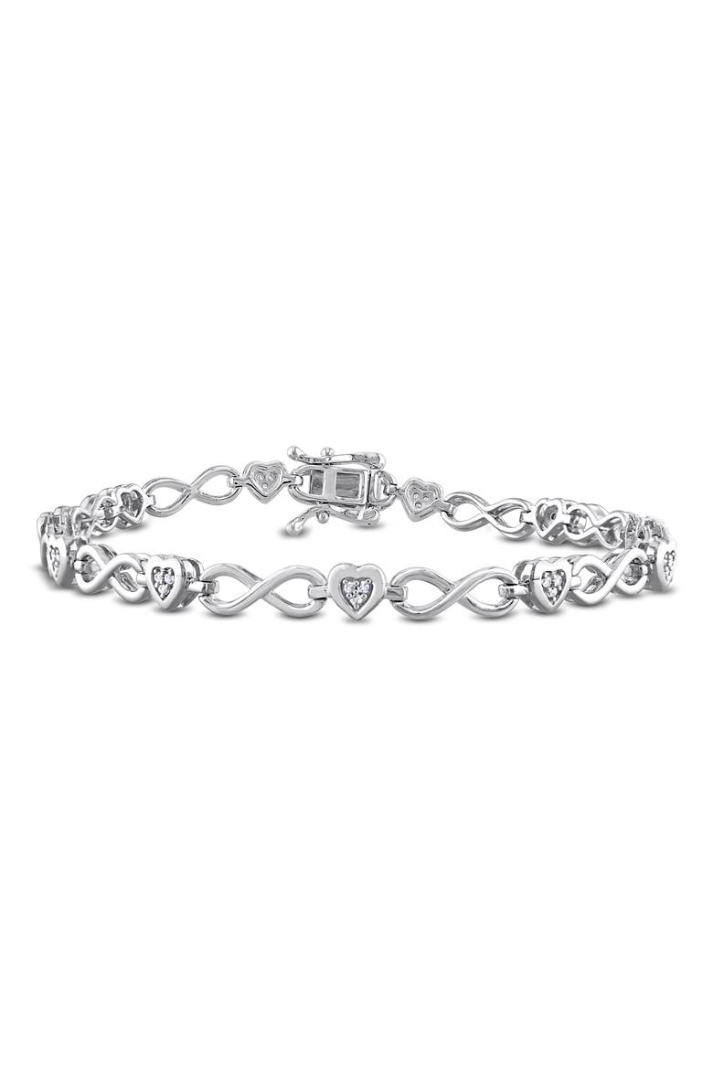 Diamond Heart Chain Link Bracelet - 0.17ct., Main, color, SILVER