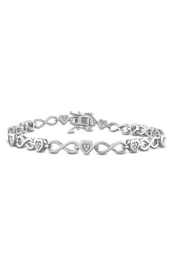 Delmar Diamond Heart Chain Link Bracelet In Silver