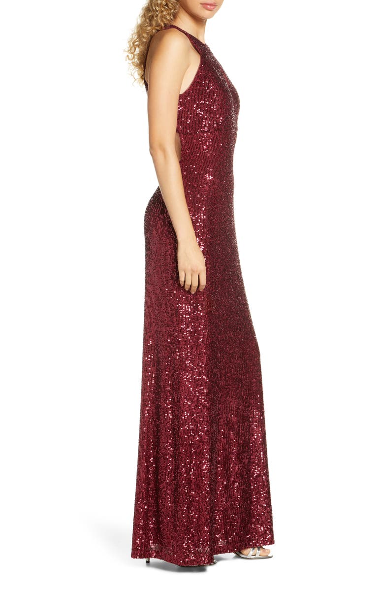 Morgan & Co. Halter Sequin Gown, Alternate, color,