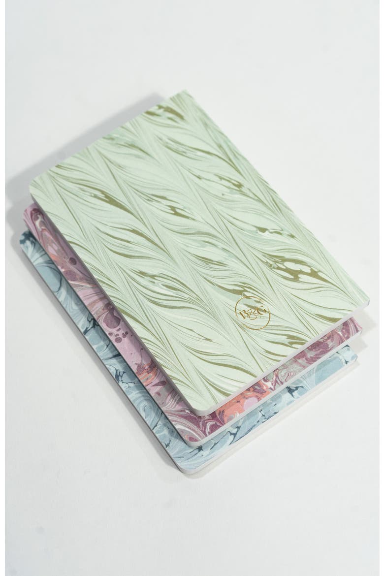 Set of Three Pocket Journals - Decorative Marble, Alternate, color, Green