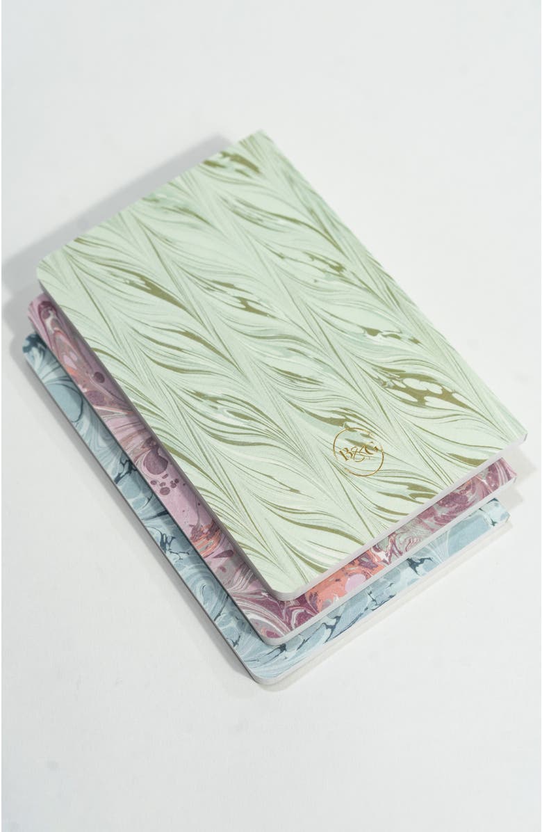 Bond & Grace Set of Three Pocket Journals - Decorative Marble, Alternate, color, Green