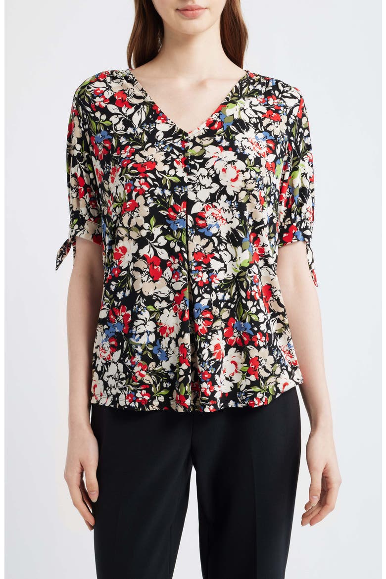 Floral Print Short Sleeve Jersey Top, Main, color, ANNE BLACK MULTI