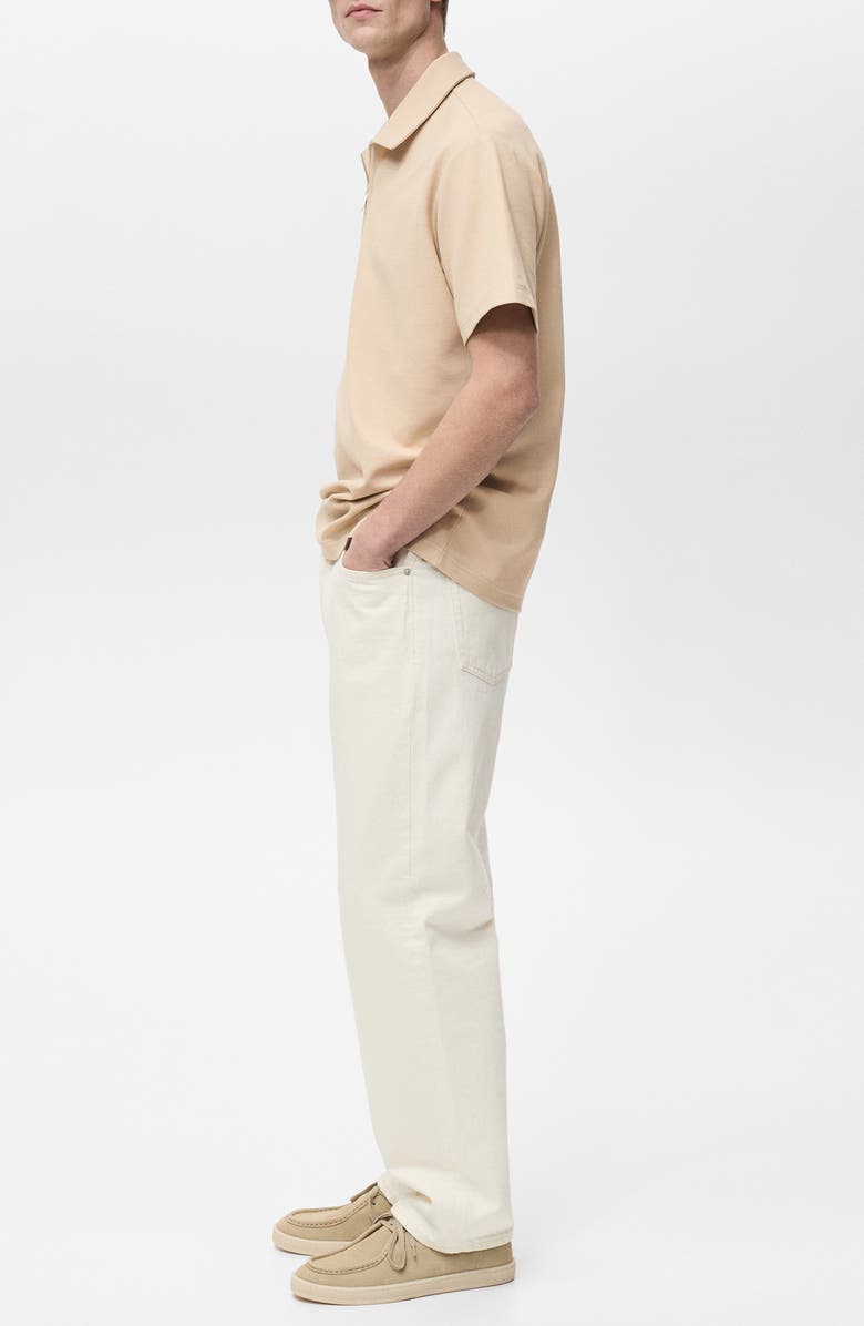 MANGO Knit Quarter Zip Polo, Alternate, color, Beige