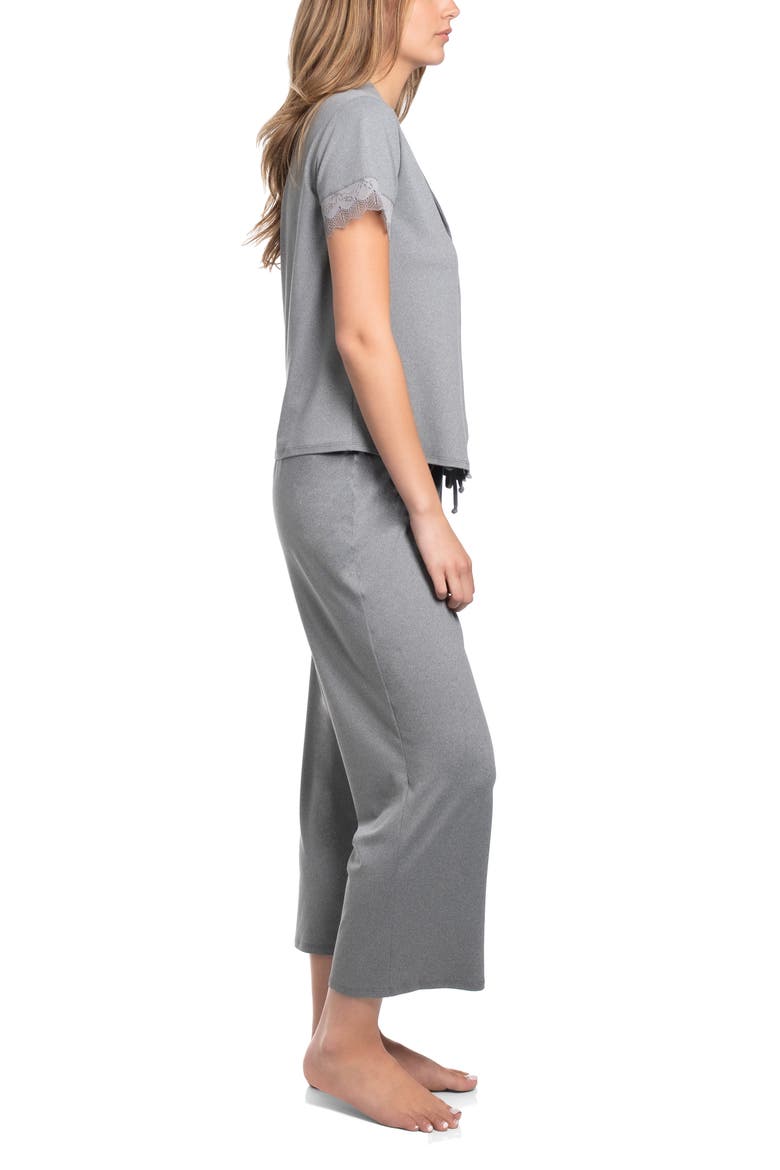 Sevilla Short Sleeve Pajama Set, Alternate, color, HEATHER GRAY