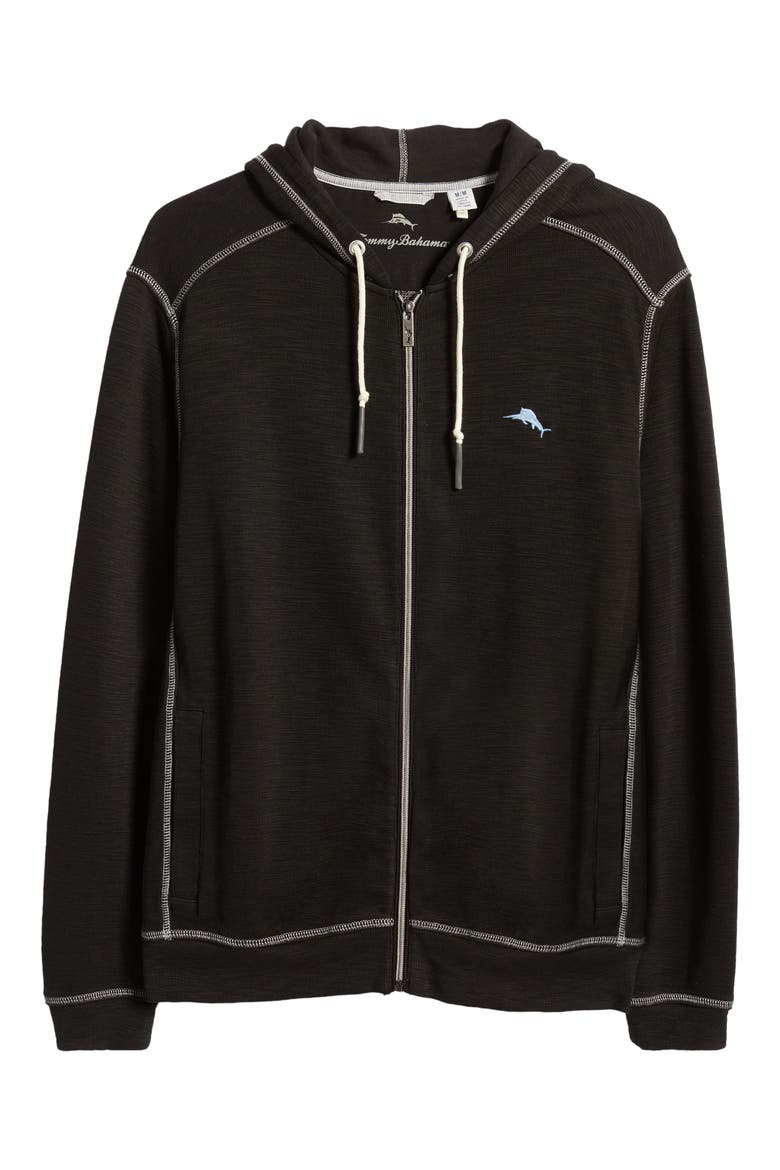 Tobago Bay Slub Zip-Up Hoodie, Alternate, color, BLACK