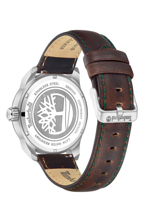 Timberland Henniker Ii Leather Strap Watch, 44mm In Dark Brown