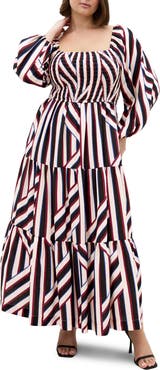City Chic Timeless Stripe Long Sleeve Dress