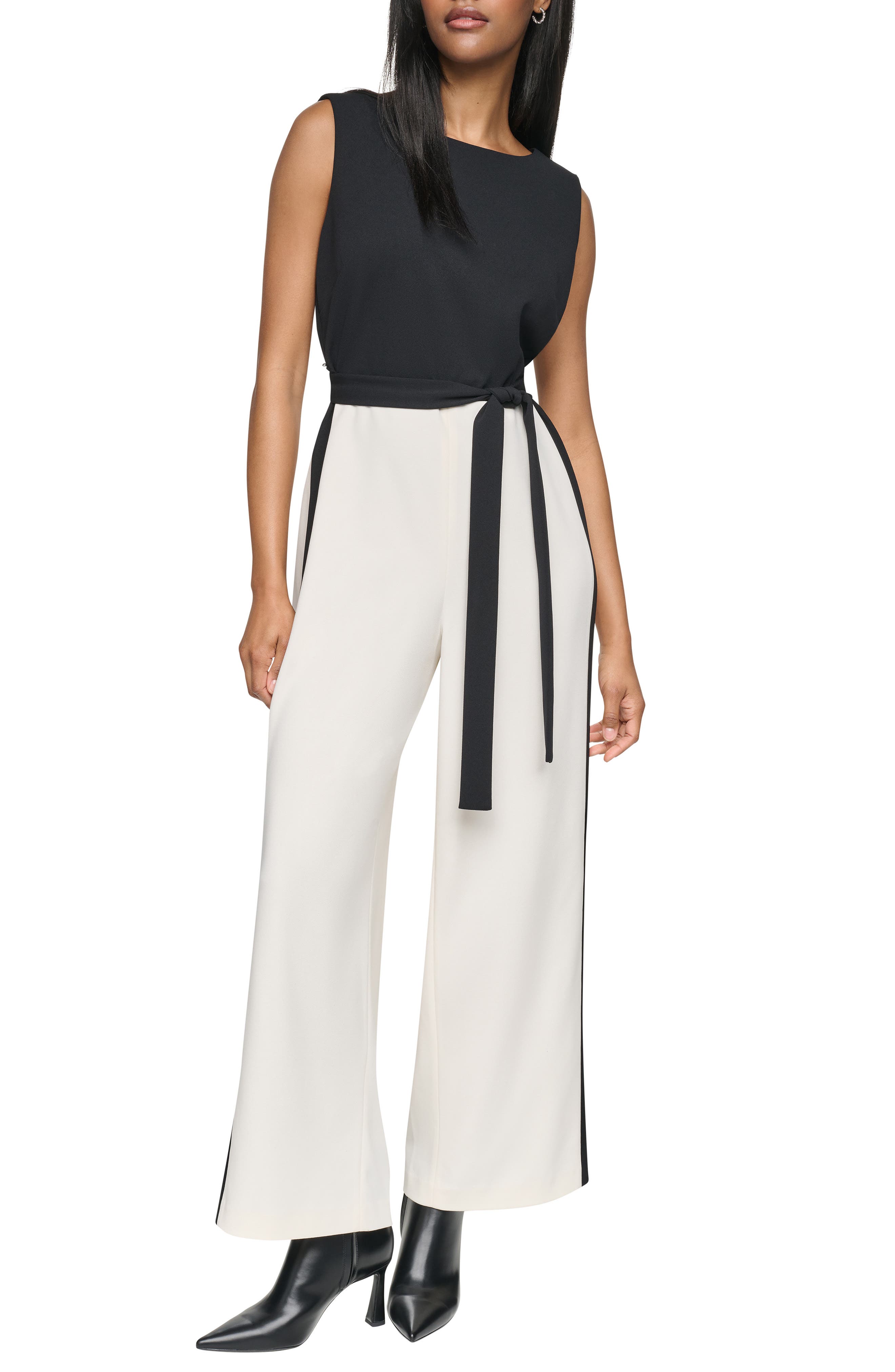 Tie Waist Wide Leg Jumpsuit