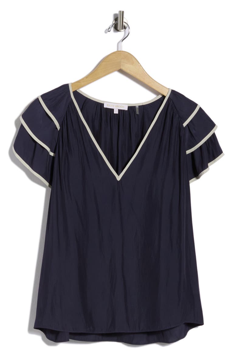 Jordan Tiered Flutter Sleeve Top, Main, color, NAVY