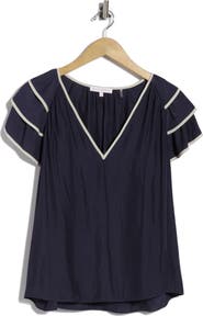 Ramy Brook Jordan Tiered Flutter Sleeve Top