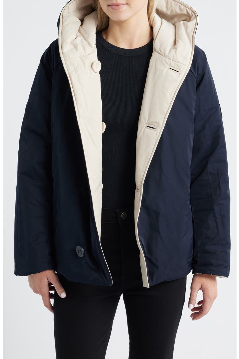 Memory Nylon Water Repellent Reversible Jacket, Alternate, color, PANNA/ BLU