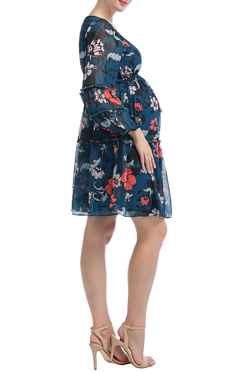 Kimi and Kai Jupiter Long Sleeve Maternity Babydoll Dress, Alternate, color, 