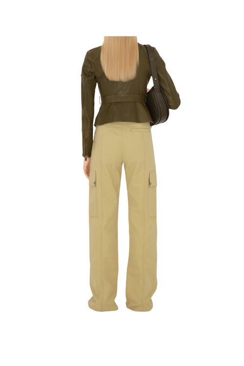 Burberry Cotton Linen Zip Trousers In Hay/artichoke