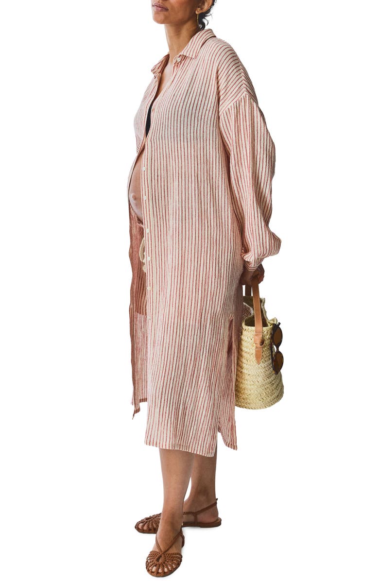 HATCH The Bungalow Striped Shirt Dress, Alternate, color, Red/Cream Stripe