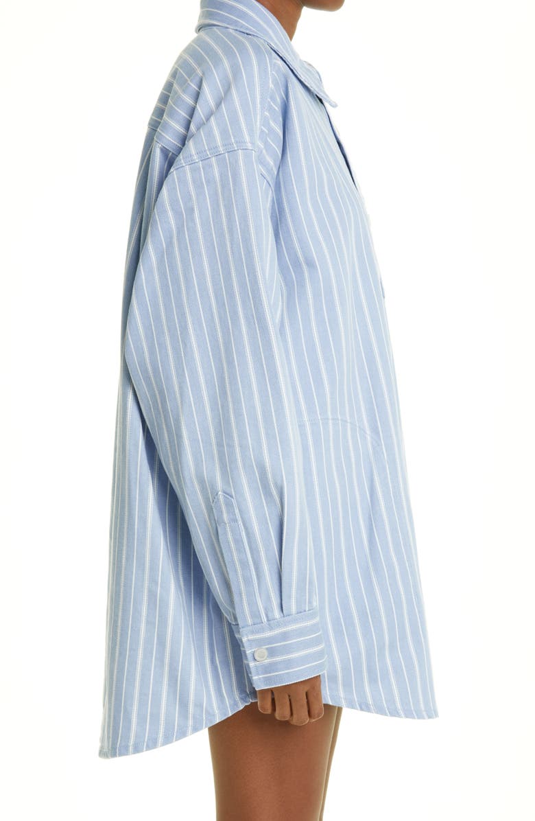 Alexander Wang Gender Inclusive Oversize Stripe Rigid Denim Shirt Jacket, Alternate, color, 