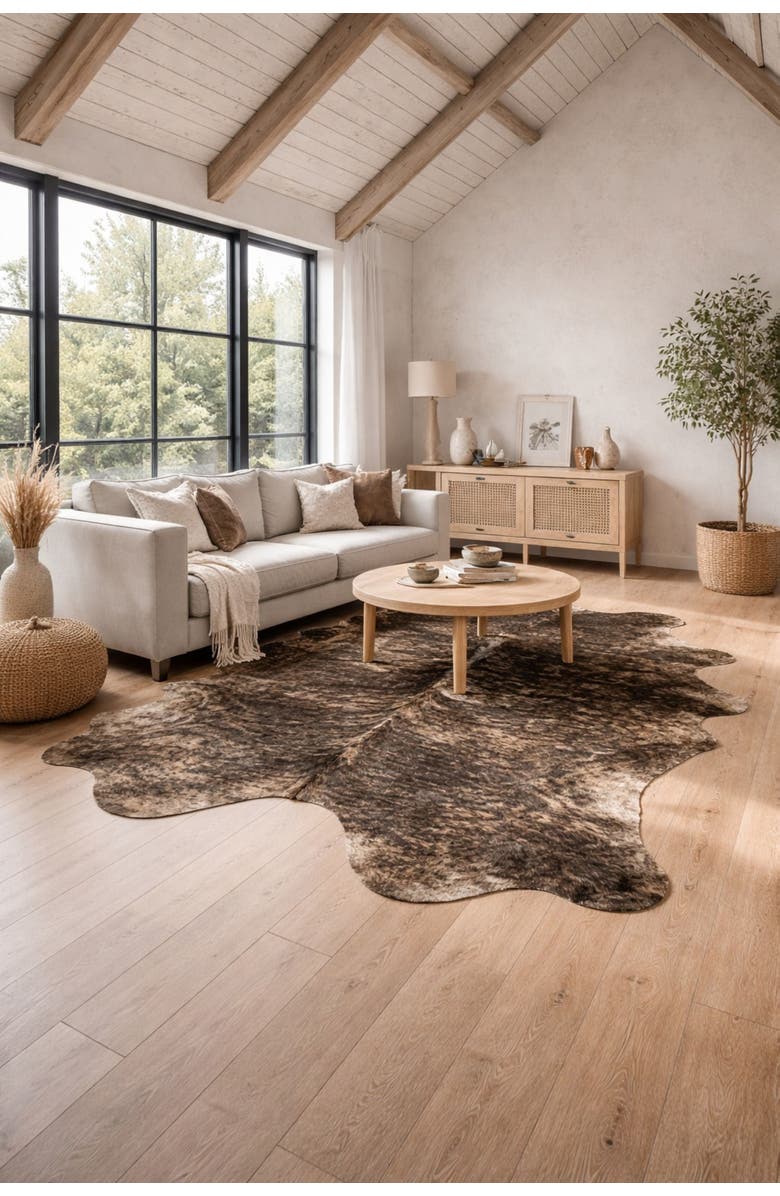 Rhacam Eco Hides Brindle Cowhide Rug 7'6" × 6'3", Alternate, color, Brindle
