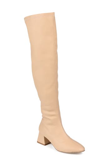 Journee Collection Melika Tall Ruched Shaft Vegan Leather Boot In Tan
