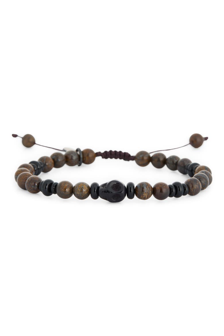 Skull Charm Bracelet, Alternate, color, BRONZITE