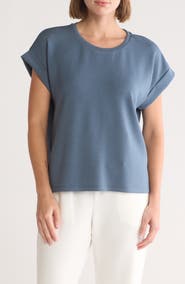 T Tahari Roll Sleeve Scuba Top