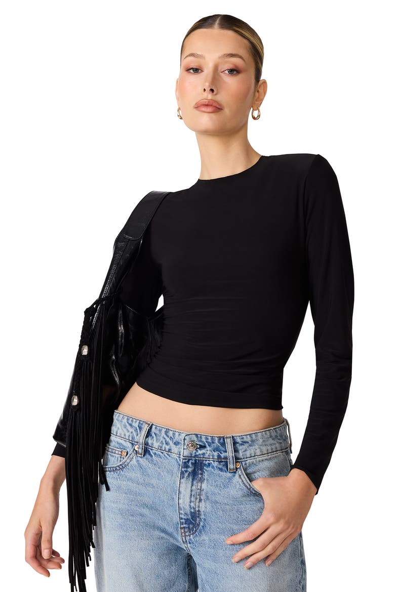 Seline Boat Neck Long Sleeve Knit Top, Alternate, color, BLACK