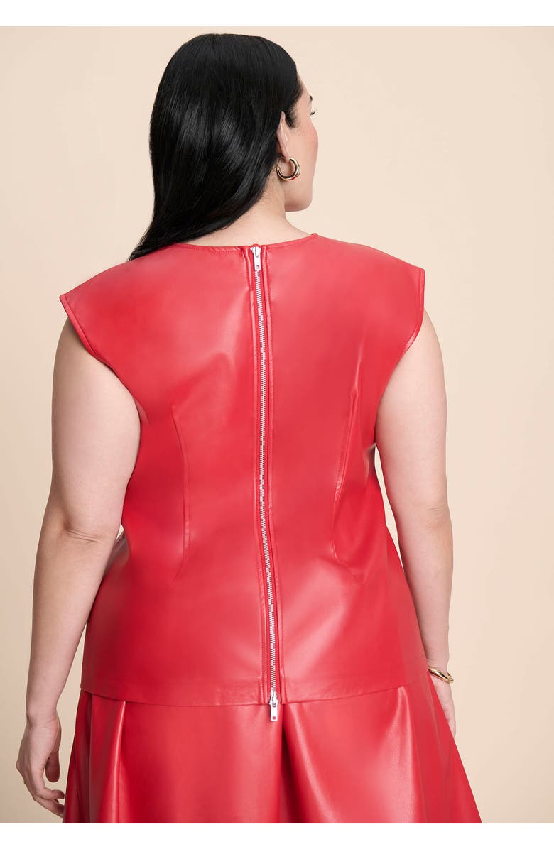 ELOQUII Faux Leather Top With Dramatic Neck, Alternate, color, Barbados Cherry