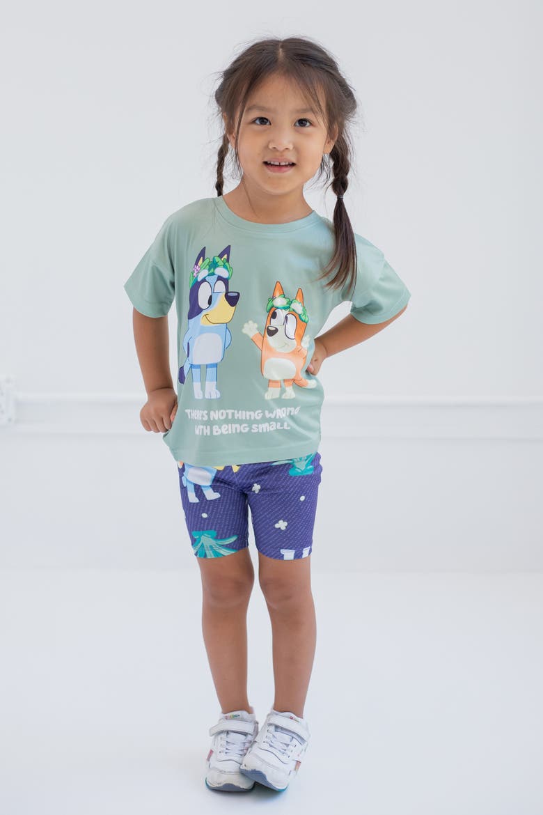 2-Piece Tee and Bike Shorts Set, Alternate, color, Bluey Bingo Mint