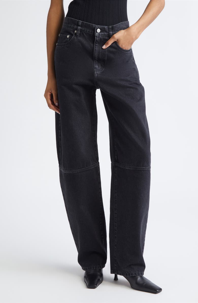 Proenza Schouler Fontana Barrel Leg Jeans, Main, color, Black
