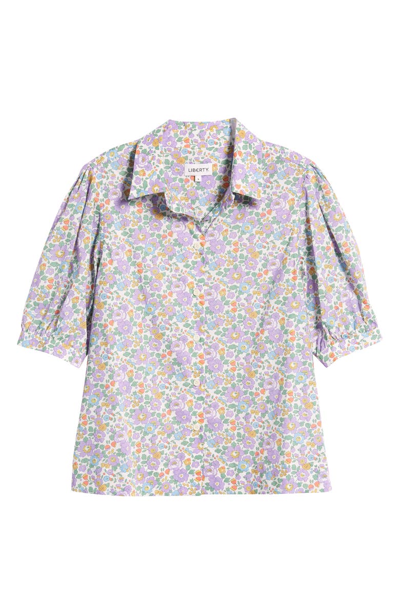 Liberty London Floral Puff Sleeve Cotton Shirt, Alternate, color, 