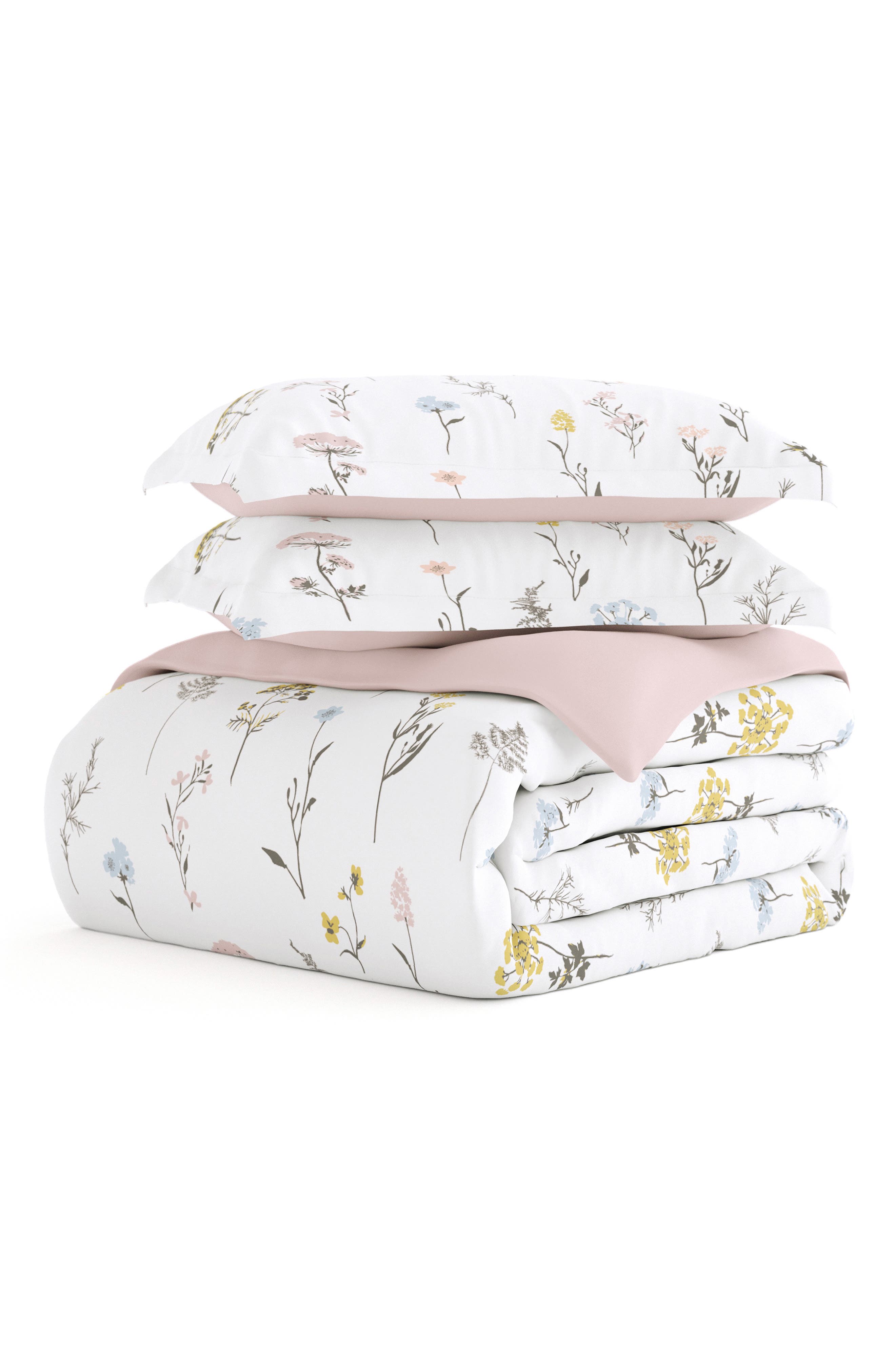 HOMESPUN IENJOY HOME Premium Ultra Soft Wild Flower Pattern 3-Piece Reversible Duvet Cover Set