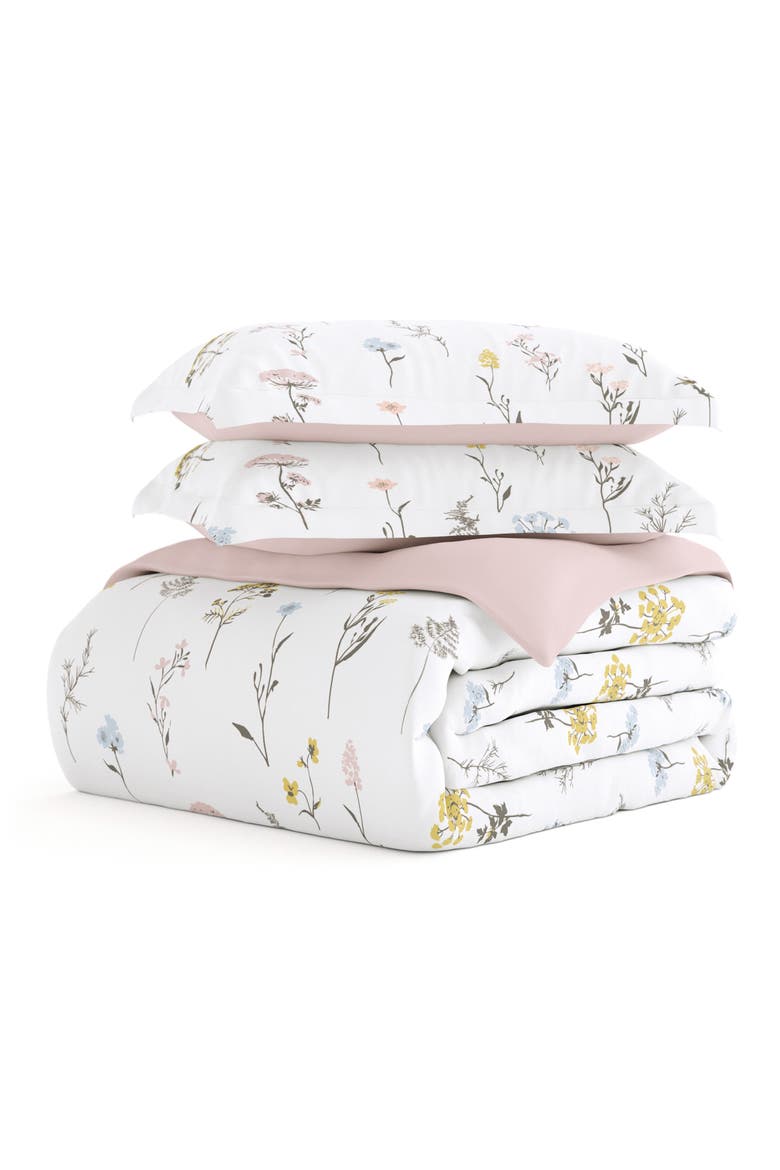 IENJOY HOME Premium Ultra Soft Wild Flower Pattern 3-Piece Reversible Duvet Cover Set, Main, color, PINK