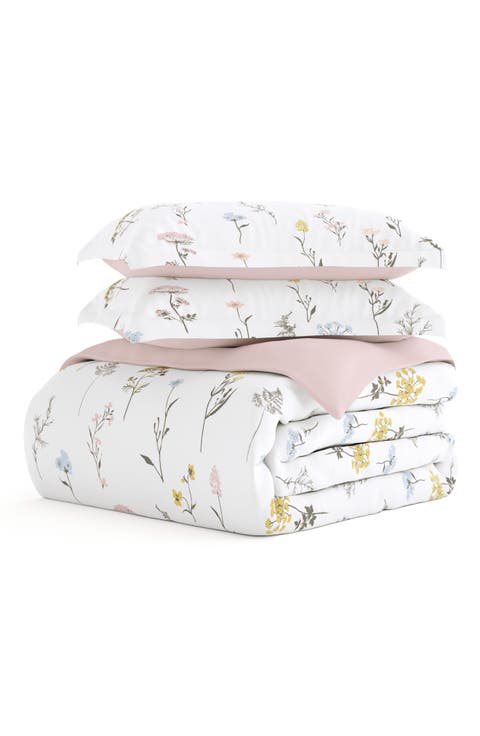 IENJOY HOME Premium Ultra Soft Wild Flower Pattern 3-Piece Reversible Duvet Cover Set