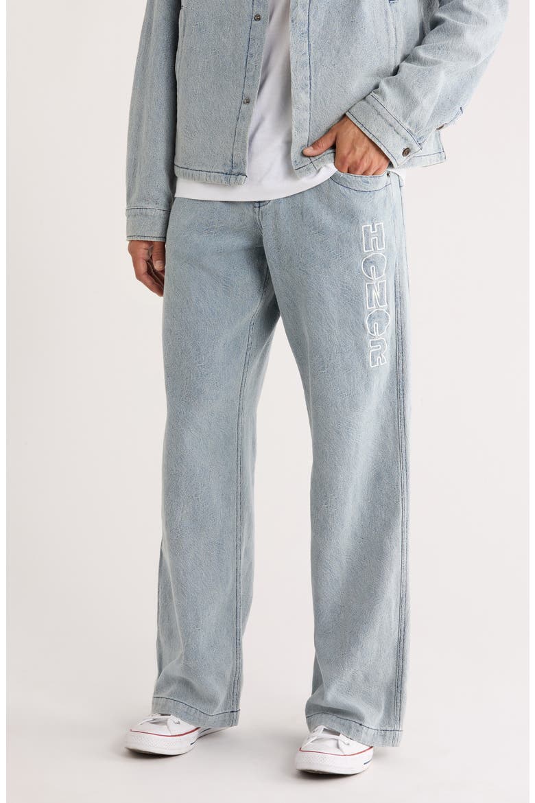 Swirl Jacquard Wide Leg Jeans, Main, color, LIGHT INDIGO