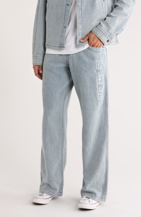 Swirl Jacquard Wide Leg Jeans
