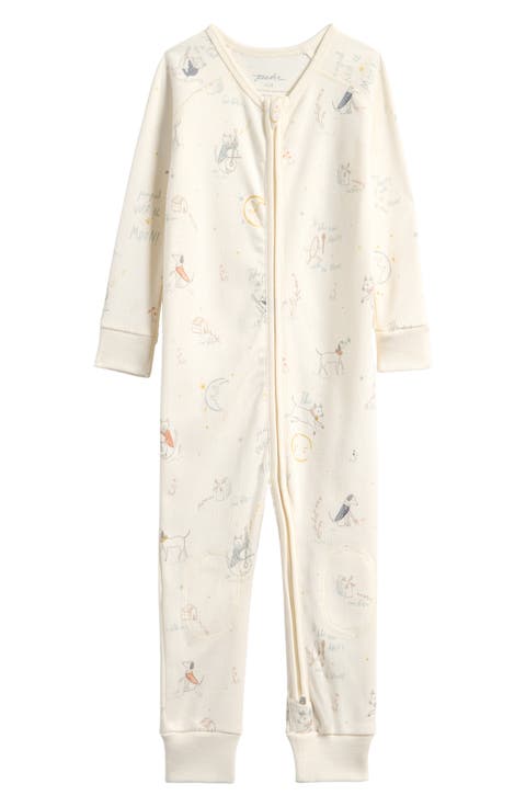 Print Rib Organic Cotton Fitted One-Piece Pajamas (Baby)