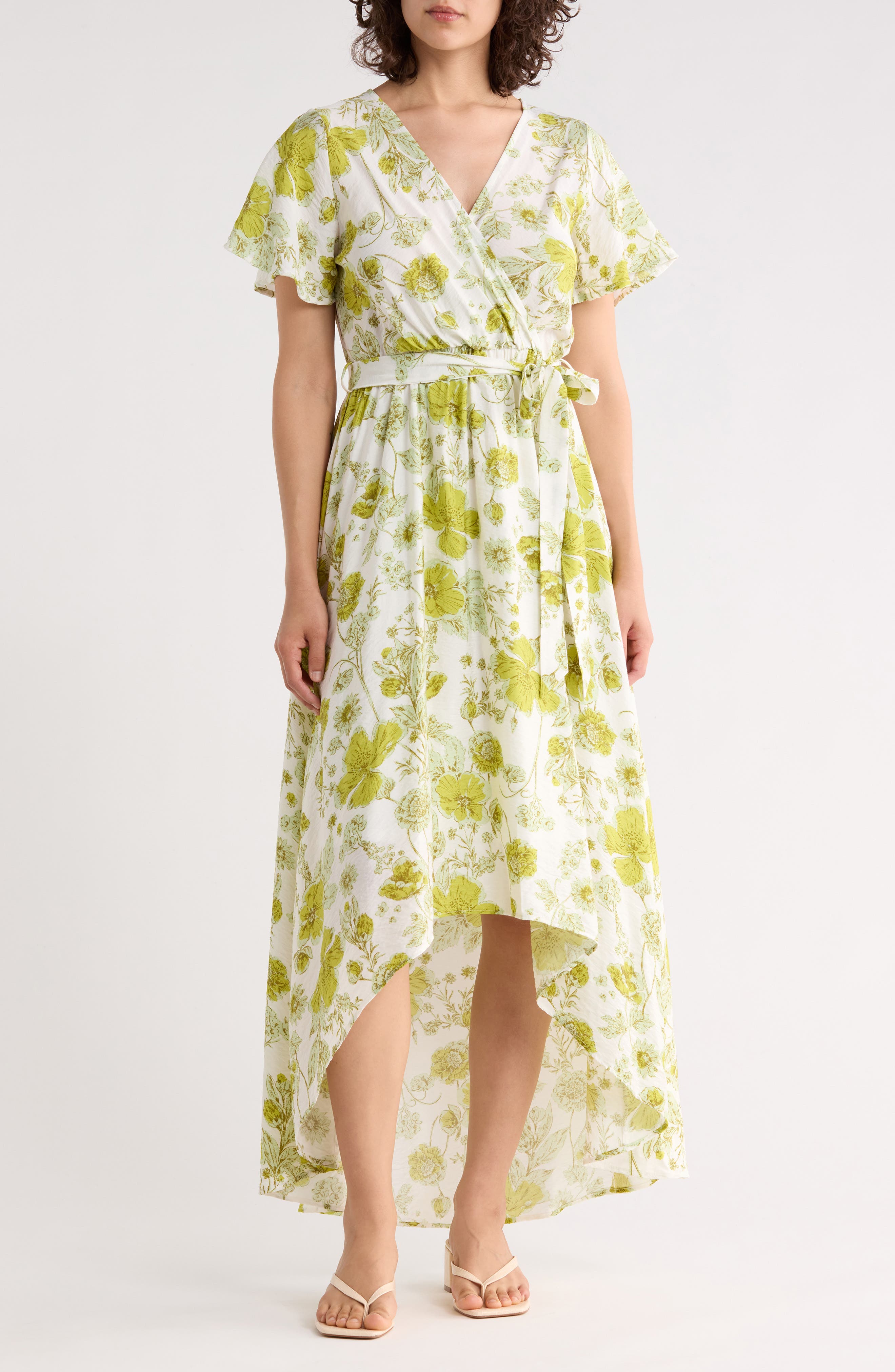 WEST K Faux Wrap High Low Dress