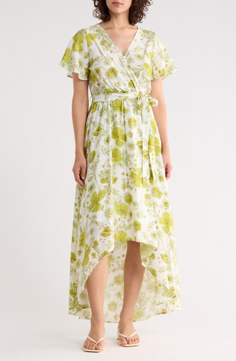 Faux Wrap High Low Dress