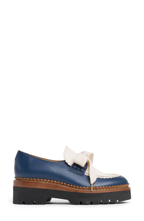Shop The Office Of Angela Scott Miss Elsie Lug Sole Loafer In Navy And White