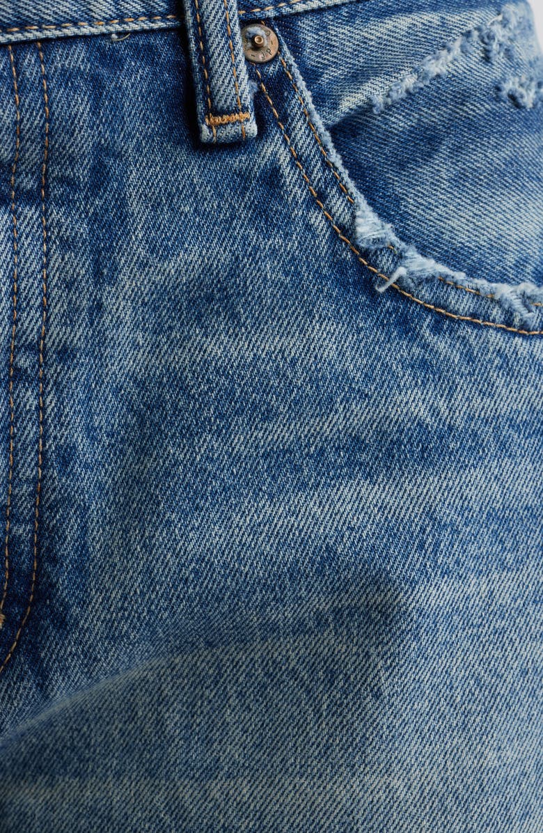 MOUSSY VINTAGE Foster Distressed Raw Hem Straight Leg Jeans, Alternate, color, Blue