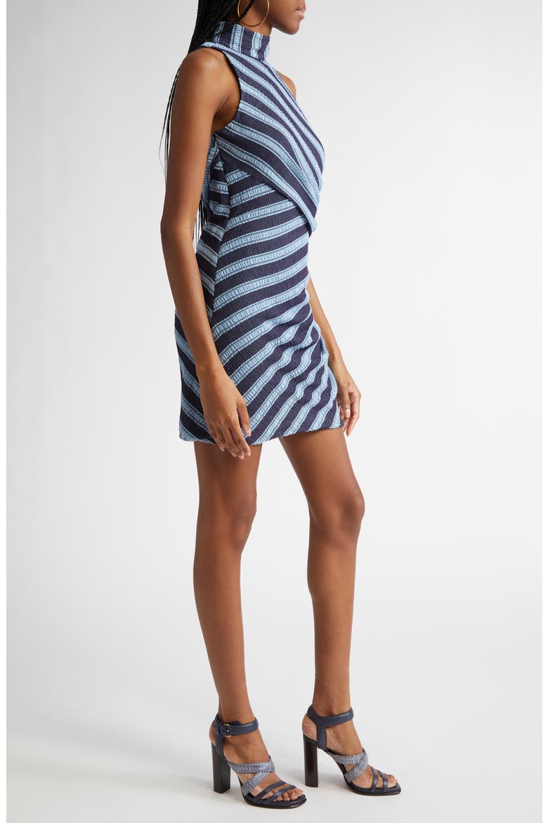 Marisha Directional Stripe Mixed Media Minidress, Alternate, color, RIBBON BLUE STRIPED KNIT