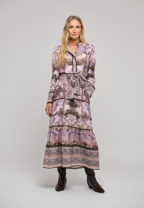 Gaiadea Tie-Neck Paisley Maxi Dress