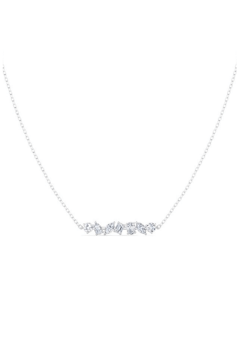 Multi-Shape Bar Lab Diamond Necklace in 14K Gold, Main, color, White Gold