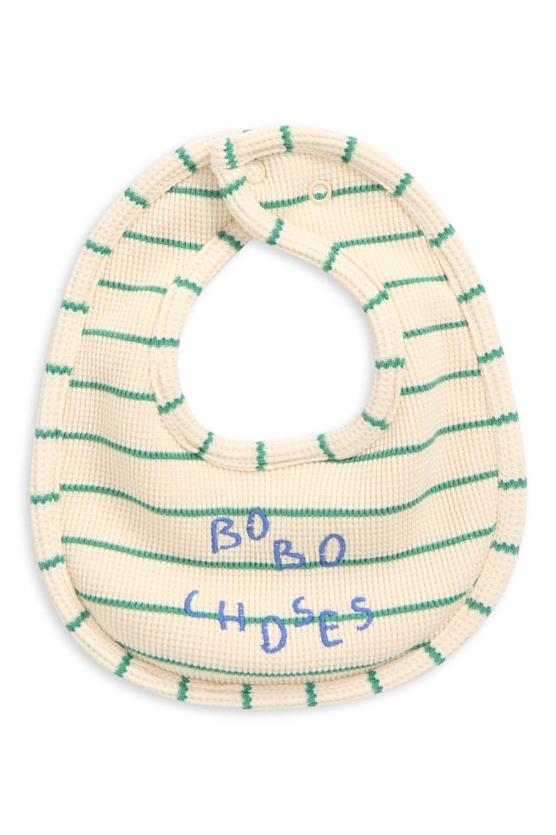 Kids' Striped Waffle Knit Bib, Main, color, OFF WHITE