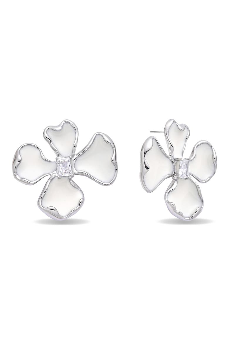 Amelia Flower Stud Earrings, Main, color, SILVER