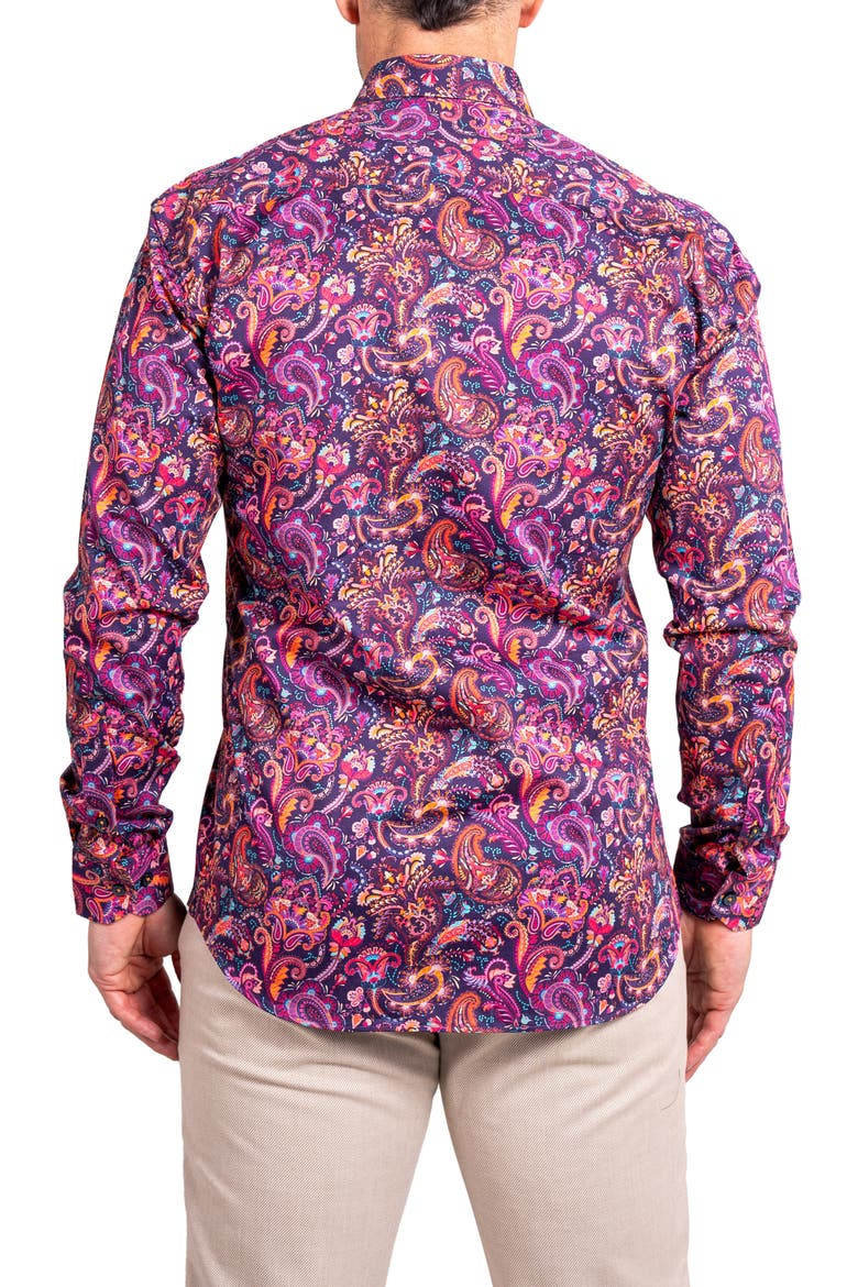 Fibonacci Ascension 0263 Paisley Contemporary Fit Button-Up Shirt, Alternate, color, PURPLE/PINK