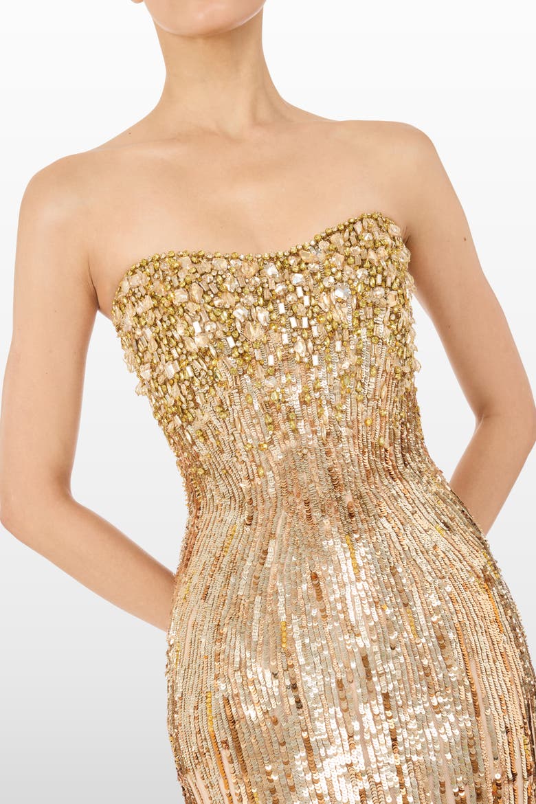 Cesonia Embellished Strapless Maxi Dress, Alternate, color, Illusion